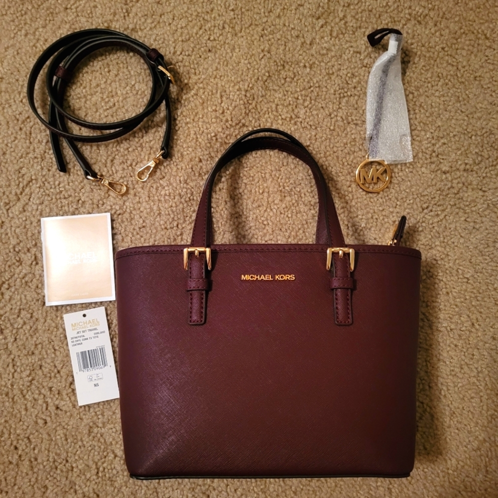 Michael Kors Jet Set Travel Extra-Small Saffiano Leather Top-Zip Tote Bag